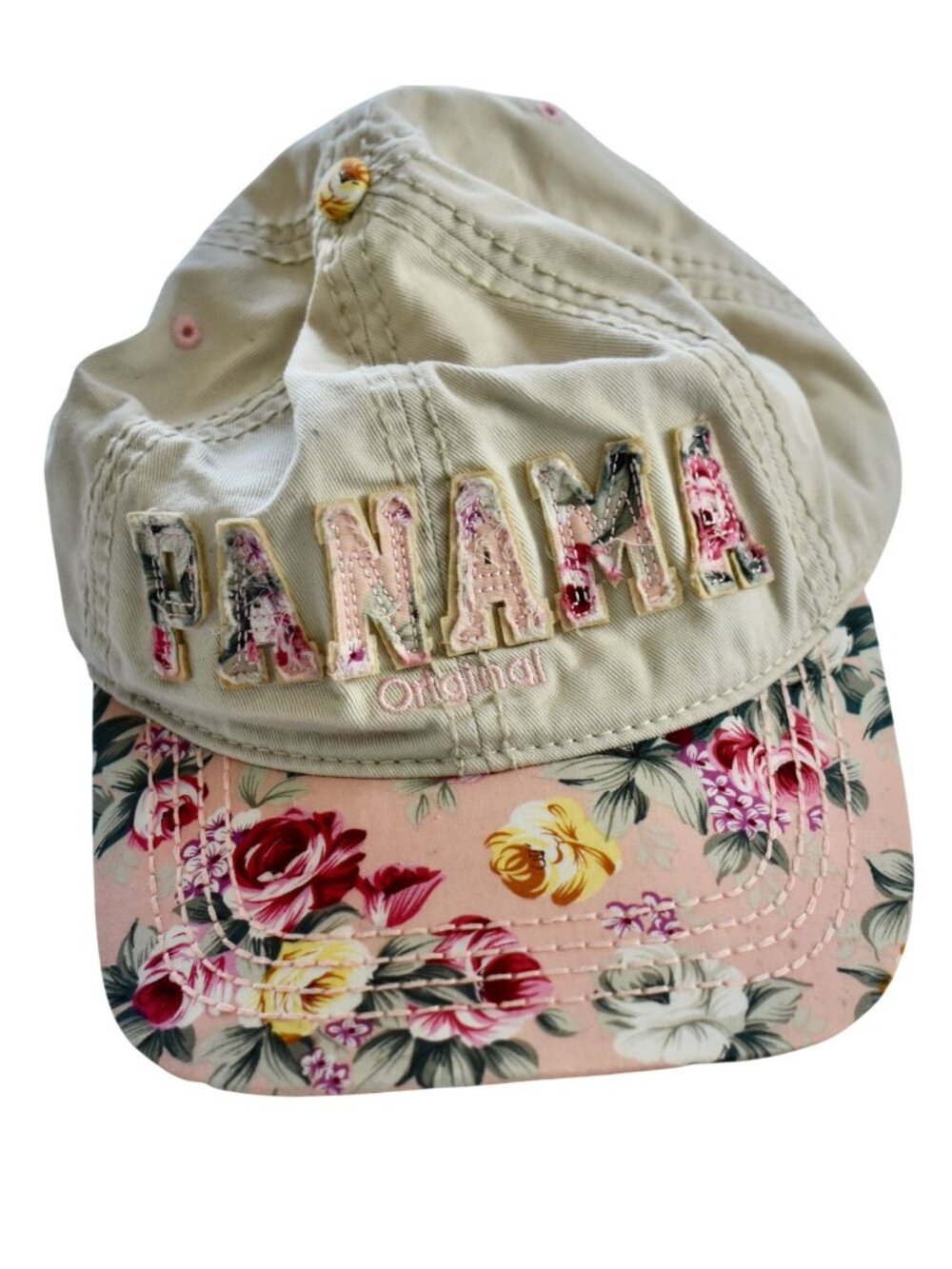 Women's Robin Ruth Pink Floral Panama Baseball Cap One Size